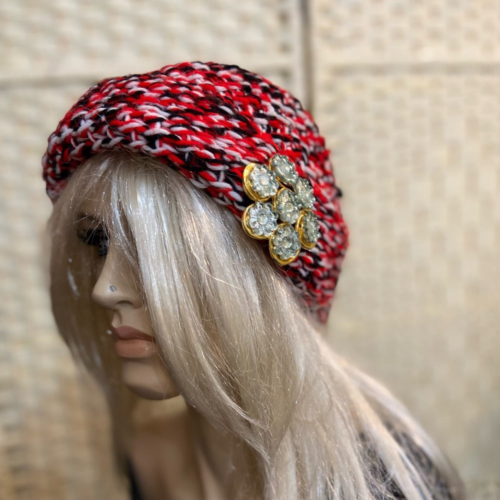 Elegant. Aris -USA , Purple Angora Cloche Beanie Hat with Rhinestones