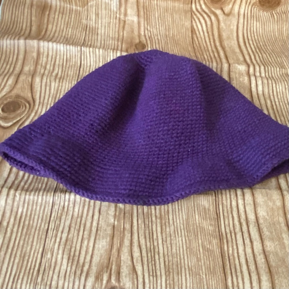 Elegant, Purple Knitted Fedora Hat with Rhinestones Brooch Accent