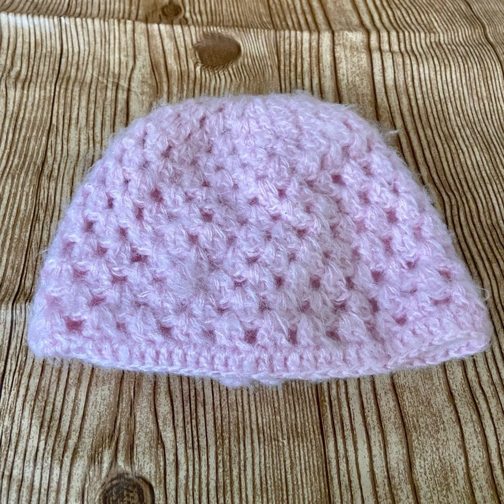 Girl Connection - Pink Knitted Beanie Hat with Floral Accent (S)