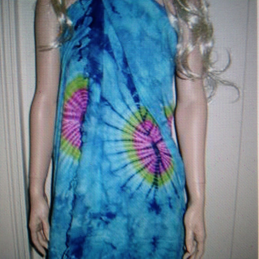Stunning, Aquamarine Tie Dye, Wrap, Shawl, Sarong
