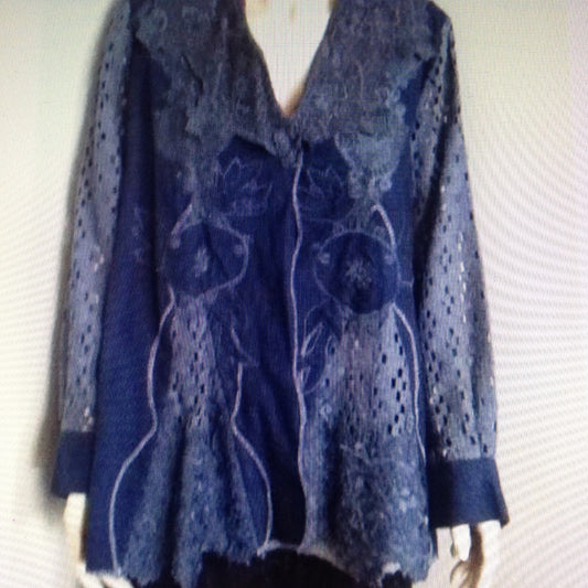 Newport News, Styleworks, Size 8, Laced Denim Top