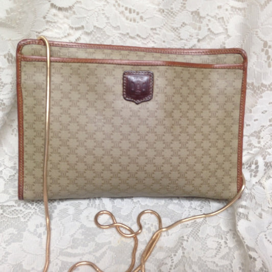 Celine, Cream Macadam 2-way Clutch, Crossbody HBag