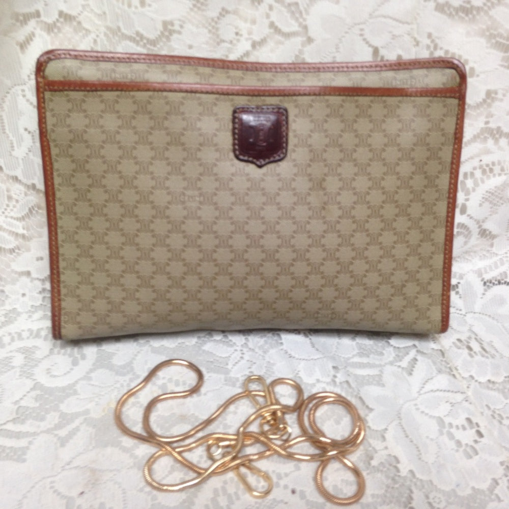Celine, Cream Macadam 2-way Clutch, Crossbody HBag