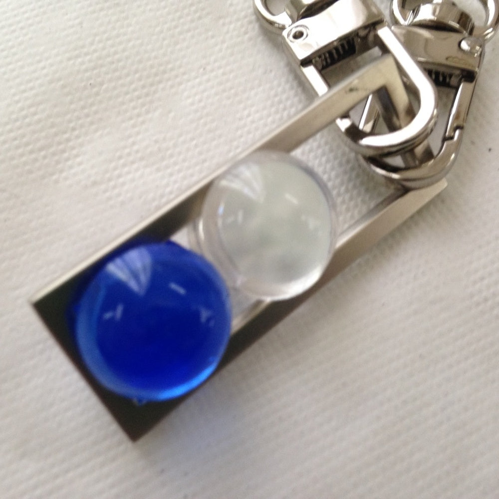 Art Glass Blue-Clear Ball 48-inch Pendant Necklace