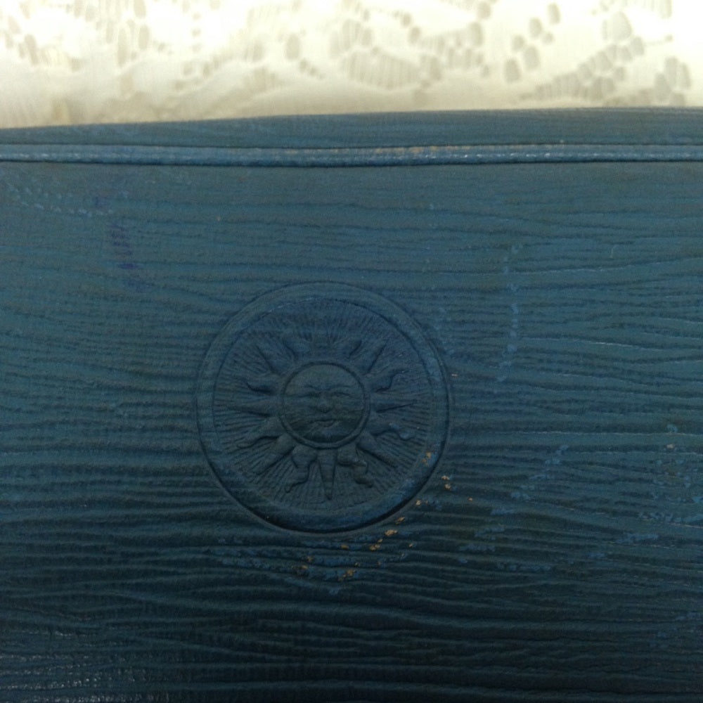 Versace Teal Leather Pouch Wristlet 9inx5inx3in