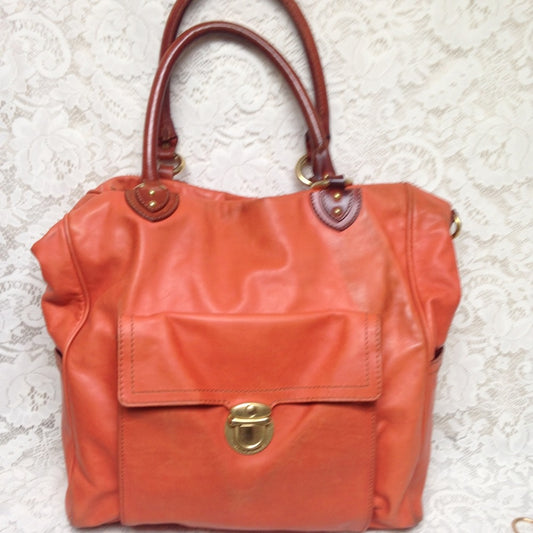 Marc Jacobs Orange Leather Weekend-Travel Tote