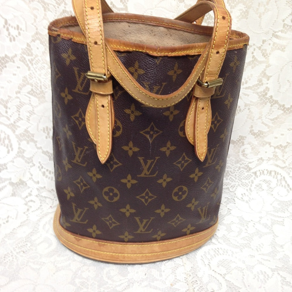 Authentic Louis Vuitton Brown Mono PM Bucket  SBag