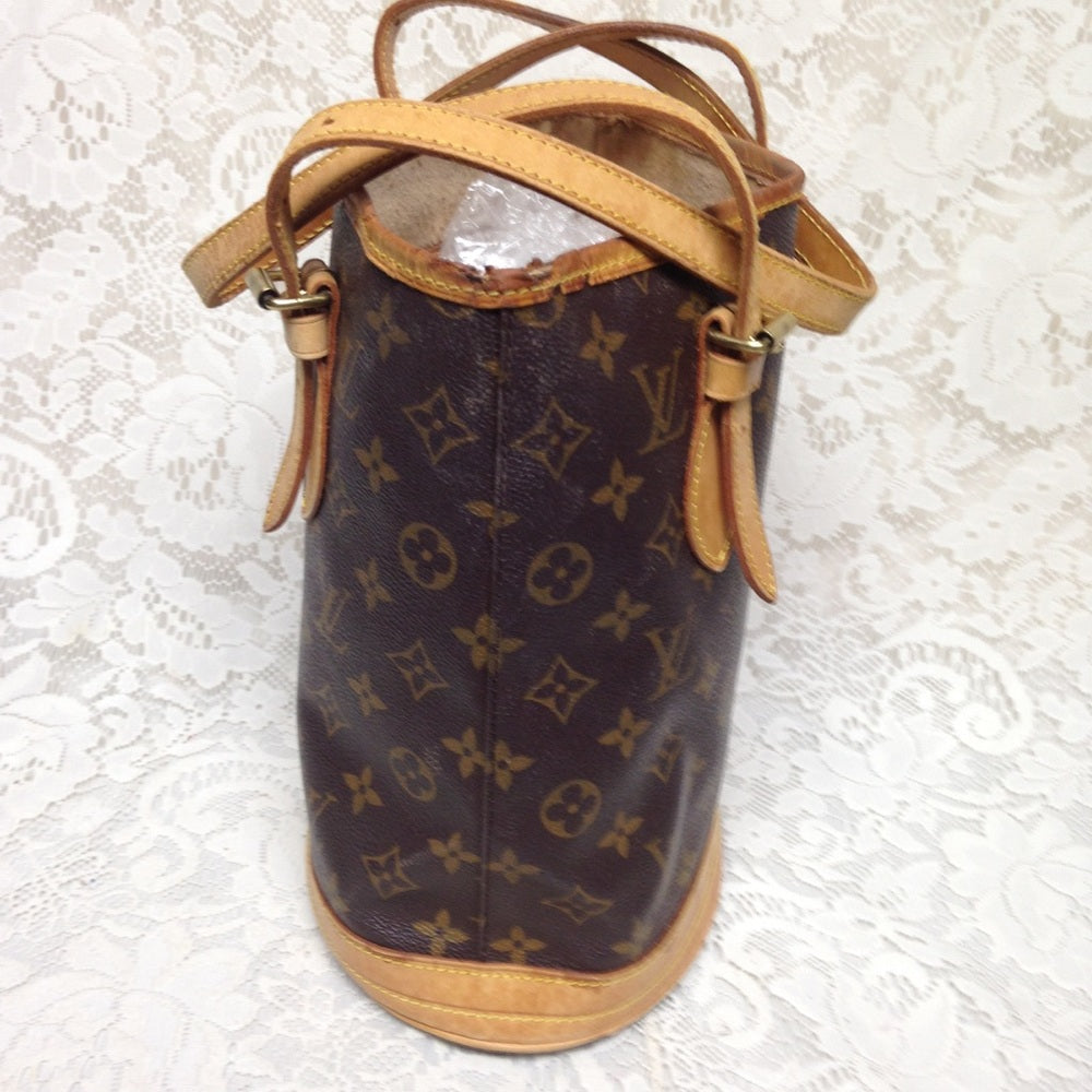 Authentic Louis Vuitton Brown Mono PM Bucket  SBag