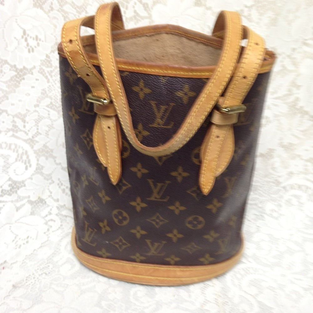 Authentic Louis Vuitton Brown Mono PM Bucket  SBag