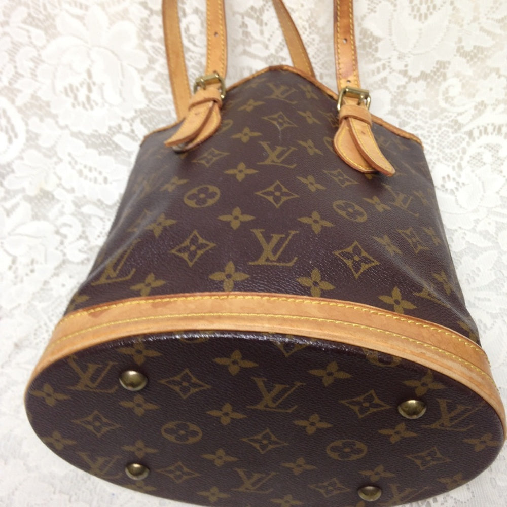 Authentic Louis Vuitton Brown Mono PM Bucket  SBag