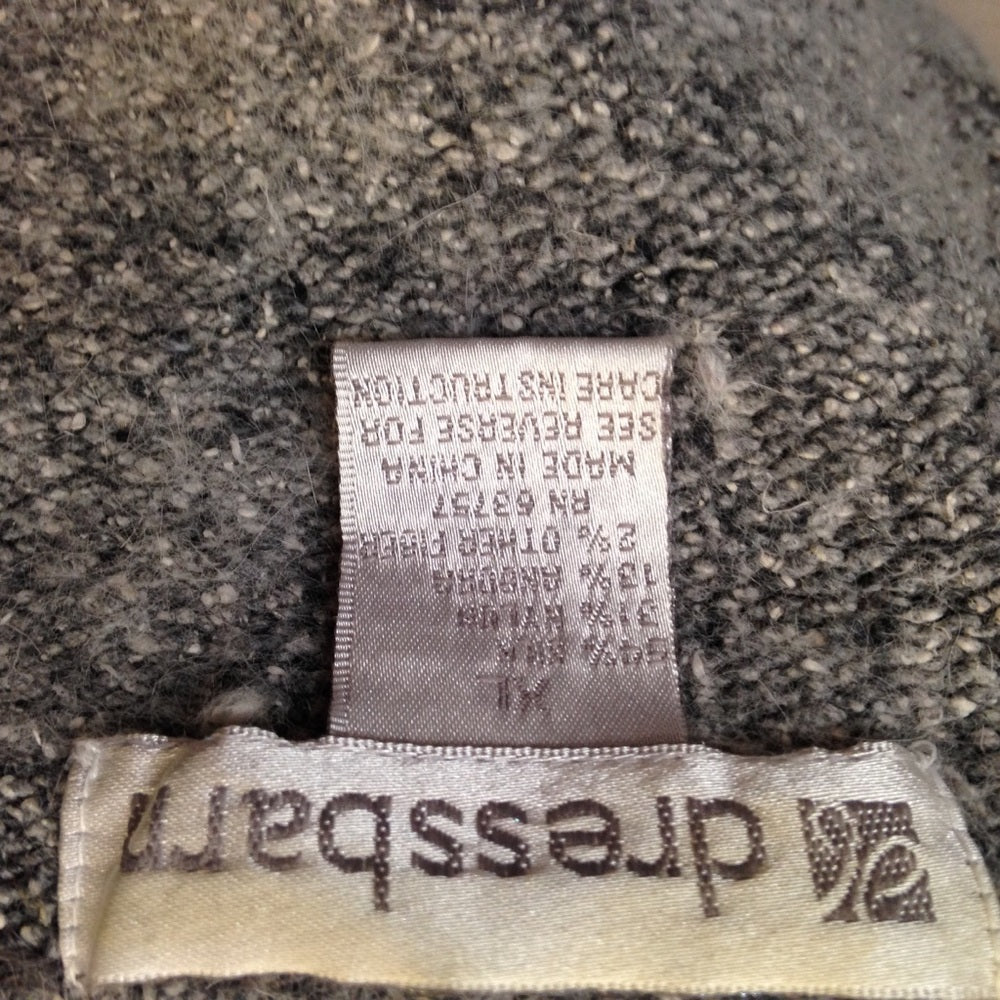 Dressbarn, Gray Floral Silk-Angora Cardigan (L)