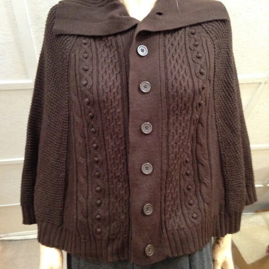 Dialogue Brown Sweater Shawl Cape (OS)