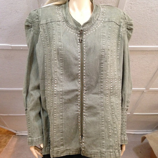 Vintage DG (Diane Gilman) Green Khaki Denim Jacket