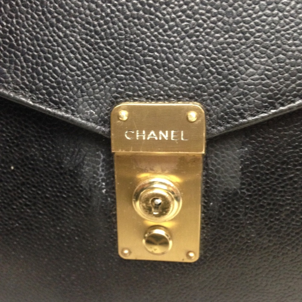 Authentic, Chanel Uni-sex Black Leather Briefcase