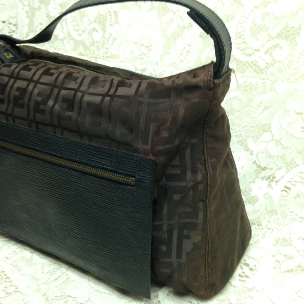 Vintage Fendi Zucca Brown Nylon Shoulder-Crossbody Bag