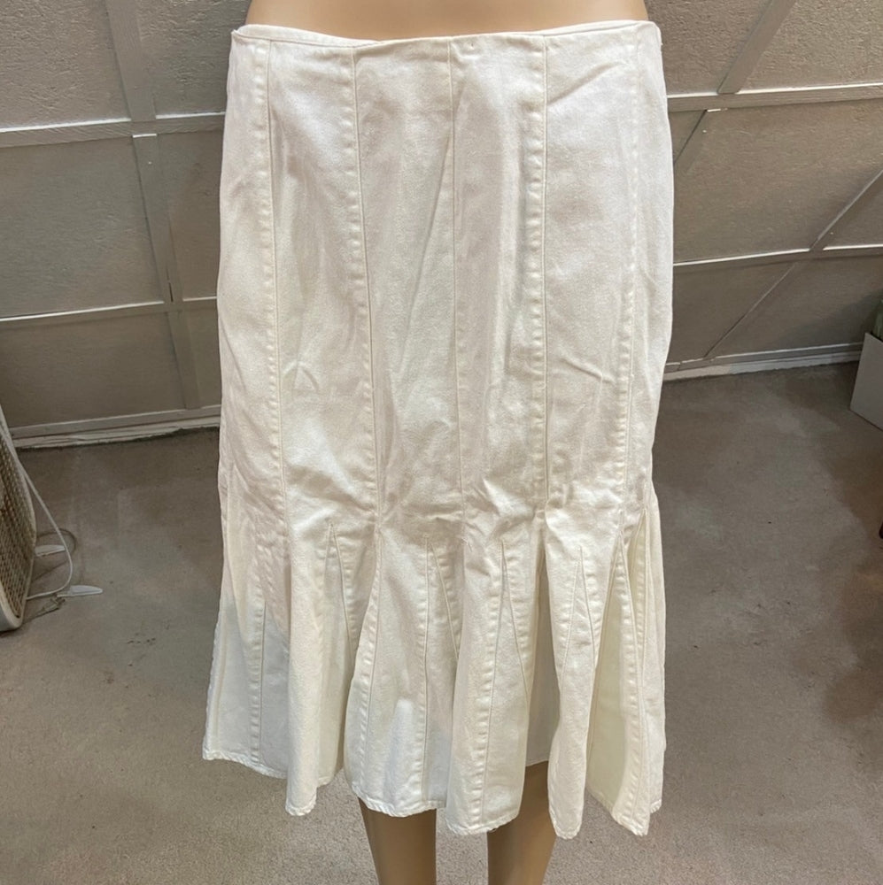 Lauren Jeans Co. White Pleated Jean Skirt - Size 10