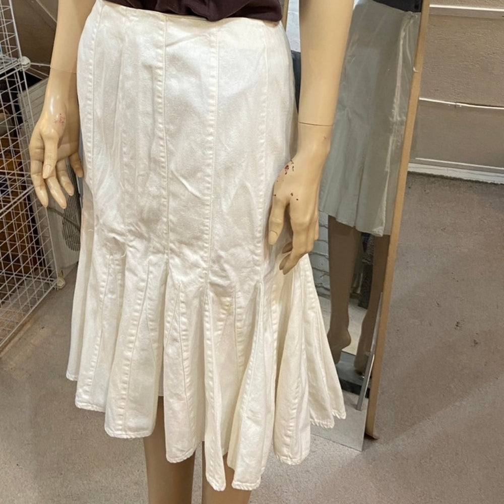Lauren Jeans Co. White Pleated Jean Skirt - Size 10