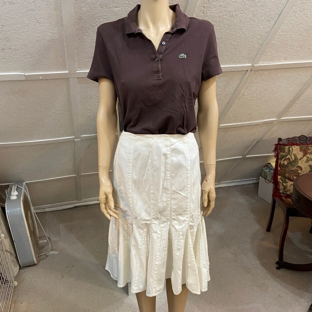 Lauren Jeans Co. White Pleated Jean Skirt - Size 10