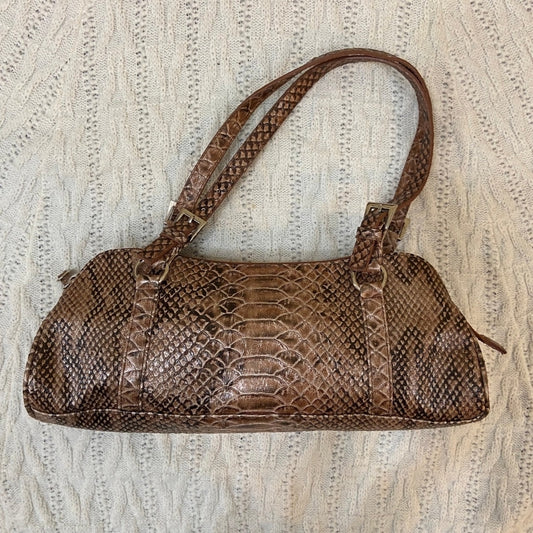 Bisou Bisou, Brown Faux Alligator Hand Bag