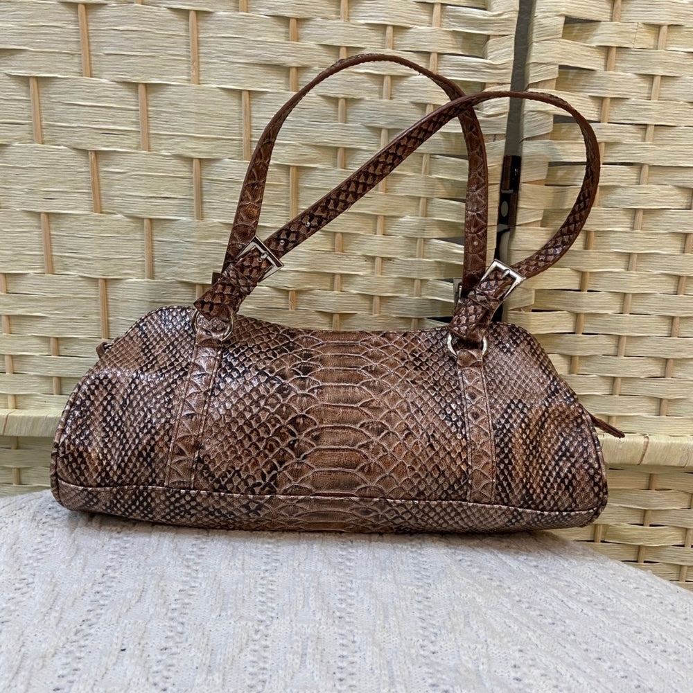 Bisou Bisou, Brown Faux Alligator Hand Bag