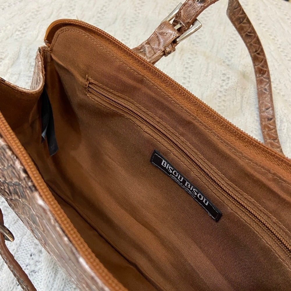 Bisou Bisou, Brown Faux Alligator Hand Bag
