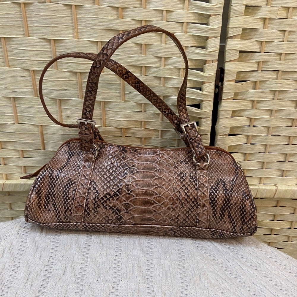 Bisou Bisou, Brown Faux Alligator Hand Bag