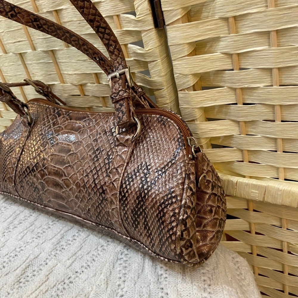 Bisou Bisou, Brown Faux Alligator Hand Bag