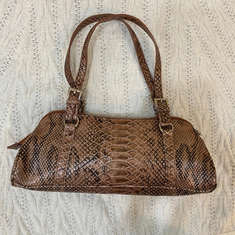 Bisou Bisou, Brown Faux Alligator Hand Bag