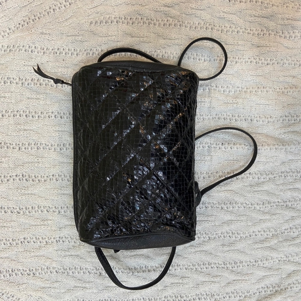 Black Genuine Snakeskin Leather Crossbody Bag