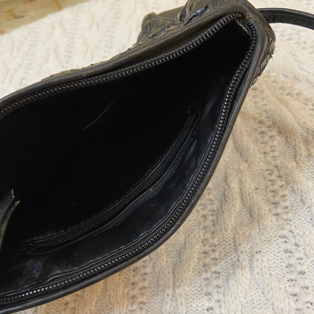 Black Genuine Snakeskin Leather Crossbody Bag