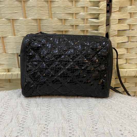 Black Genuine Snakeskin Leather Crossbody Bag
