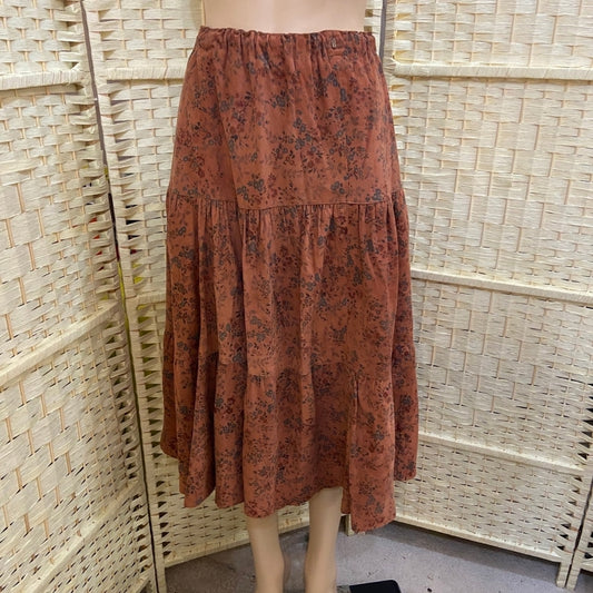 Pierre Diffusion, Orange Brown Floral Skirt - Size L