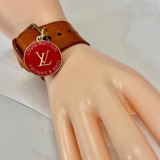 Louis Vuitton Luggage Strap-Bracelet with Red LV Charm (S)