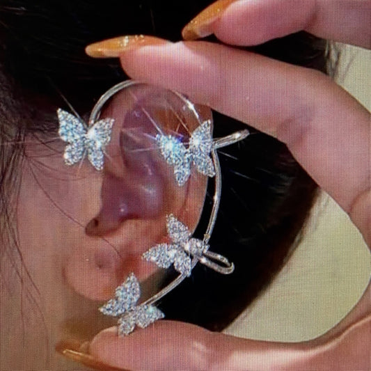 Unique, Elegant Butterfly Gold Clip-on Earrings (Right Side)