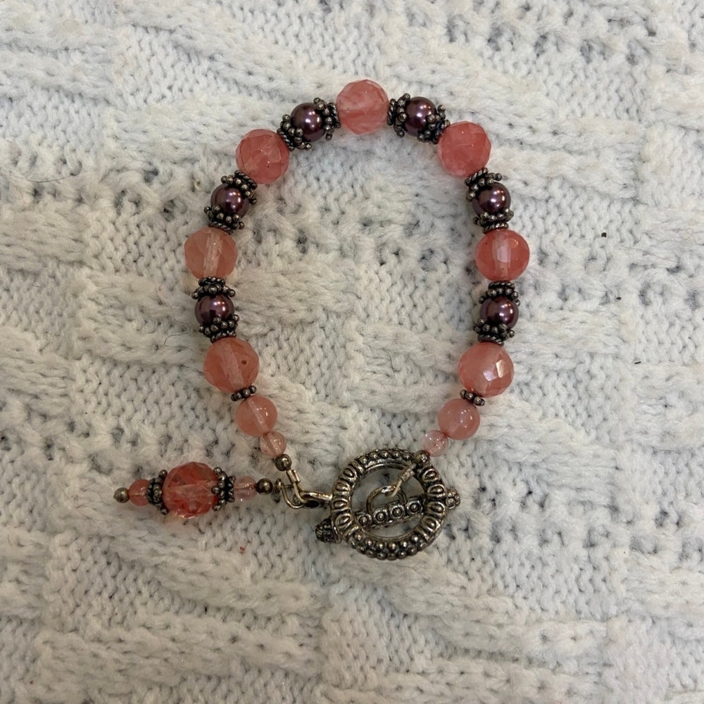 2pc Small Pink Beaded Bracelets