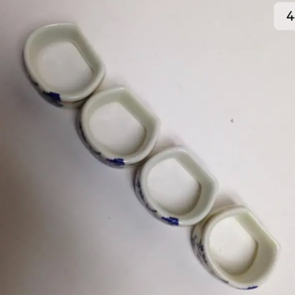 Vintage, 4-pc Blue Willow, Gorham Porcelain Napkin Ring Set