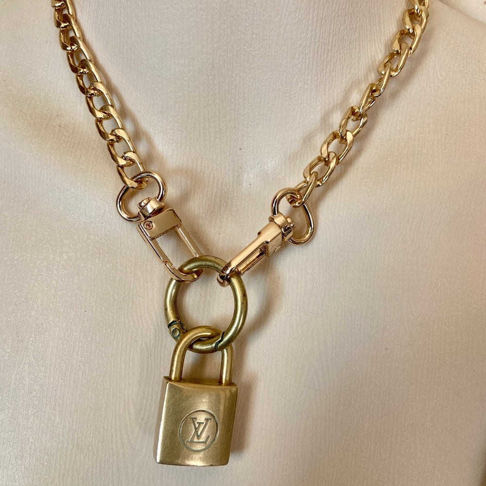 Vintage Louis Vuitton Padlock with 18-in Gold Chain