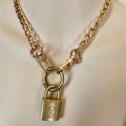 Vintage Louis Vuitton Padlock with 18-in Gold Chain