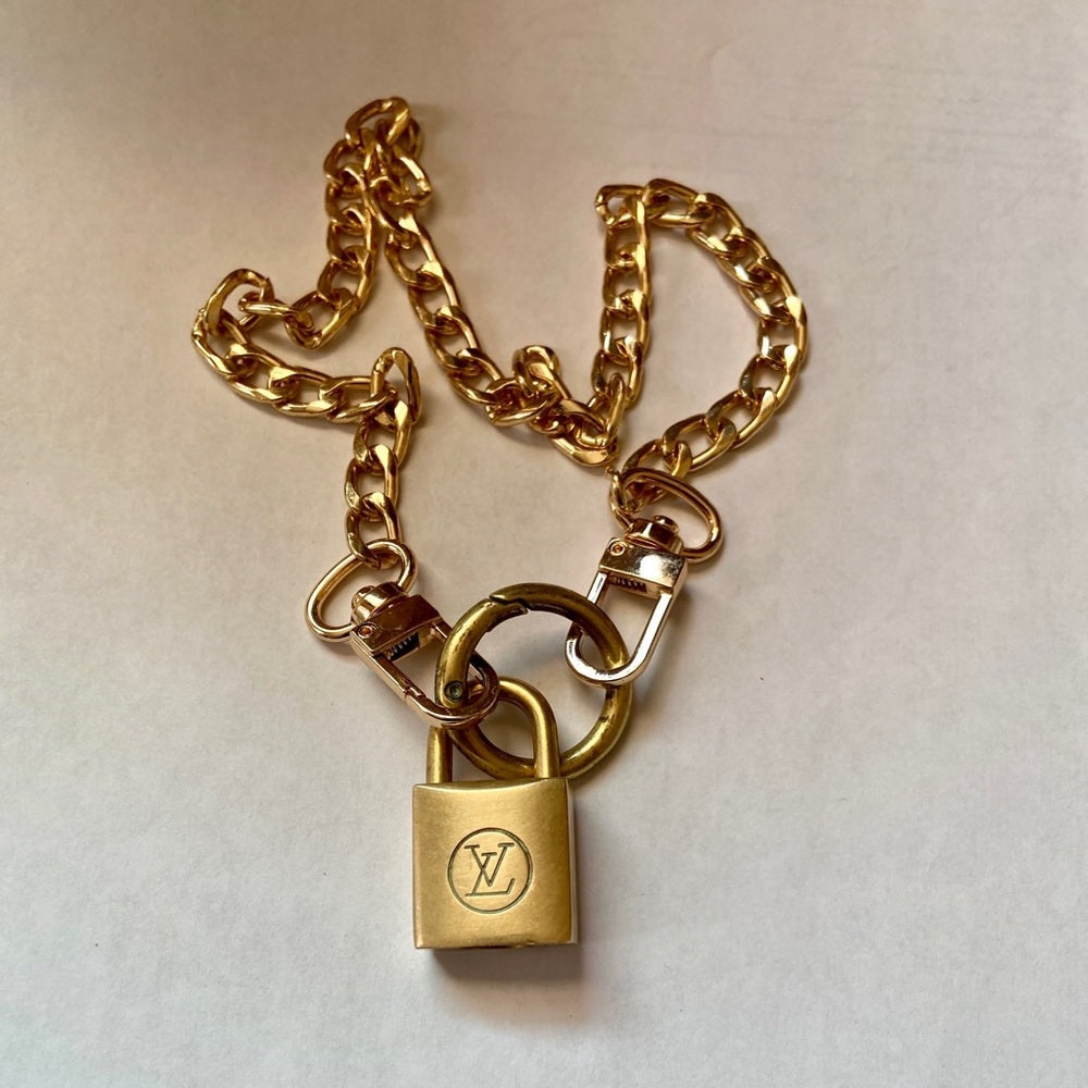 Vintage Louis Vuitton Padlock with 18-in Gold Chain
