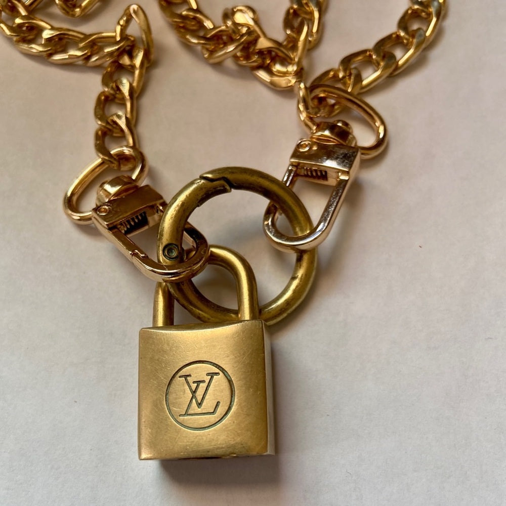Vintage Louis Vuitton Padlock with 18-in Gold Chain