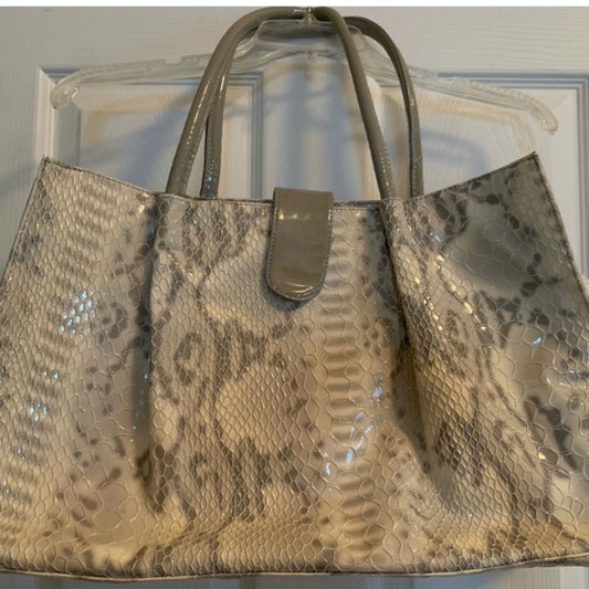 Large Faux Snakeskin Tote Overnight or Weekender Bag