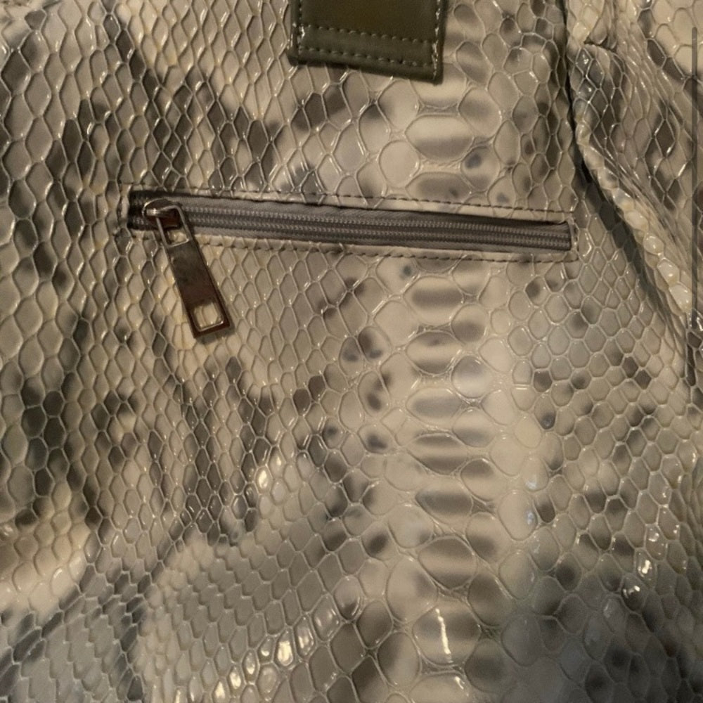 Large Faux Snakeskin Tote Overnight or Weekender Bag
