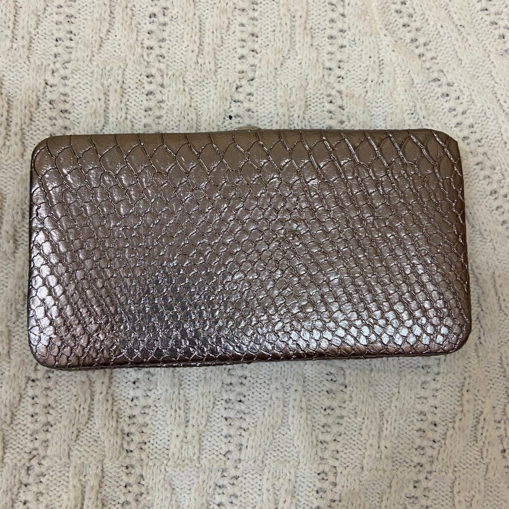 Vintage, Boxy, Silver Faux Reptile Long Wallet