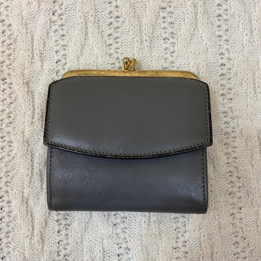 Vintage, Princess Gardner, Gray Genuine Leather Compact Wallet