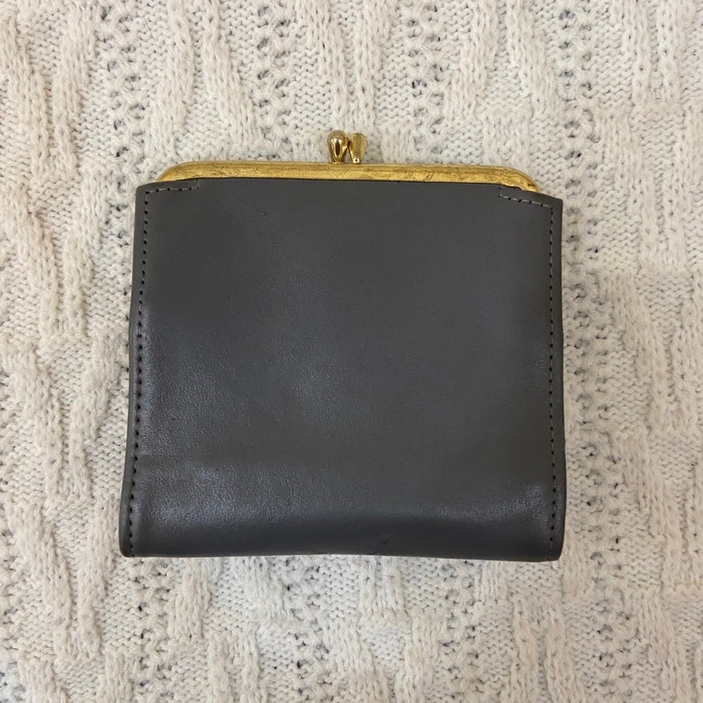 Vintage, Princess Gardner, Gray Genuine Leather Compact Wallet