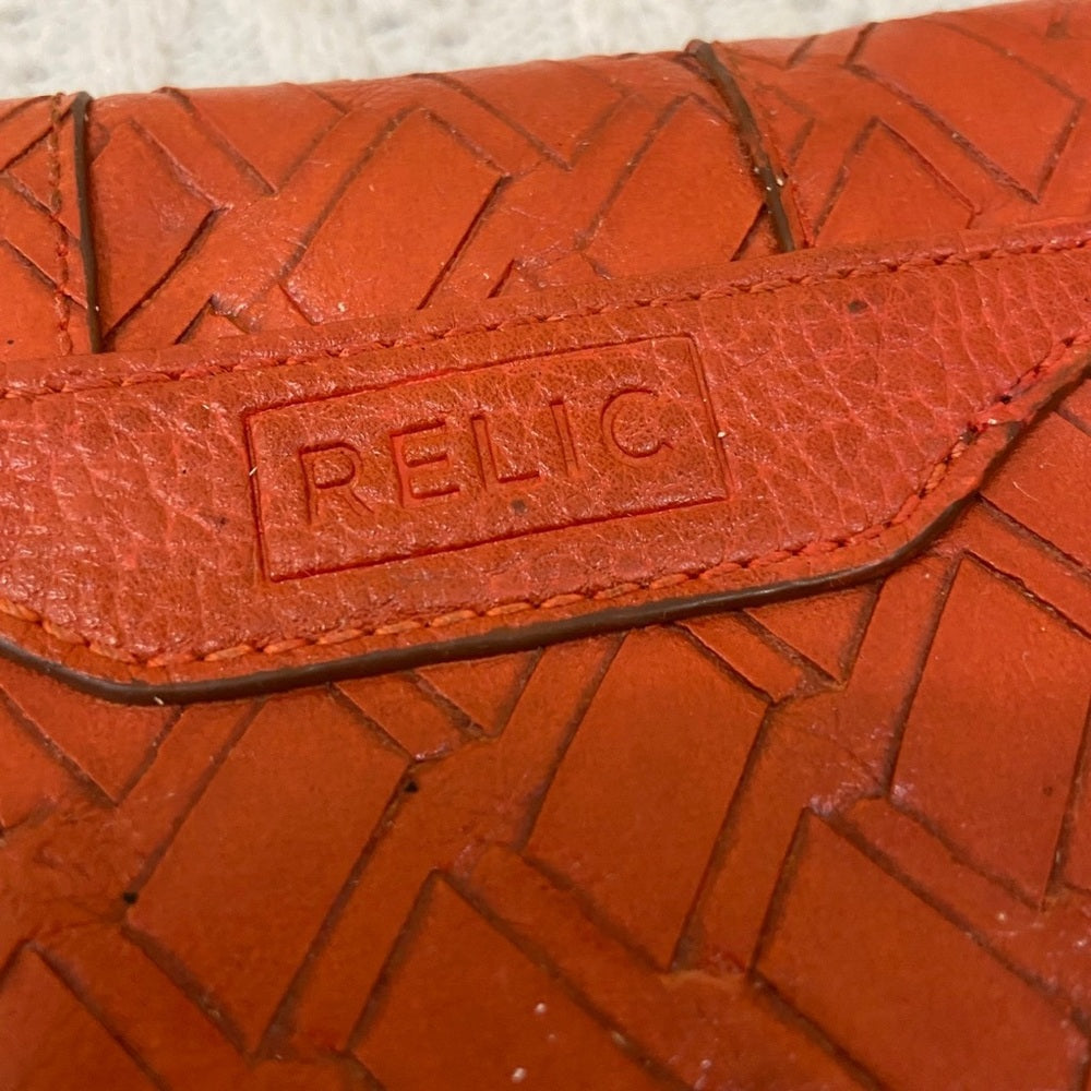 Vintage, Relic, Orange, Genuine Leather Compact Wallet-Wristlet