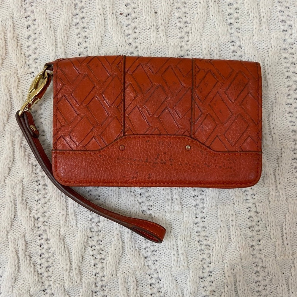 Vintage, Relic, Orange, Genuine Leather Compact Wallet-Wristlet