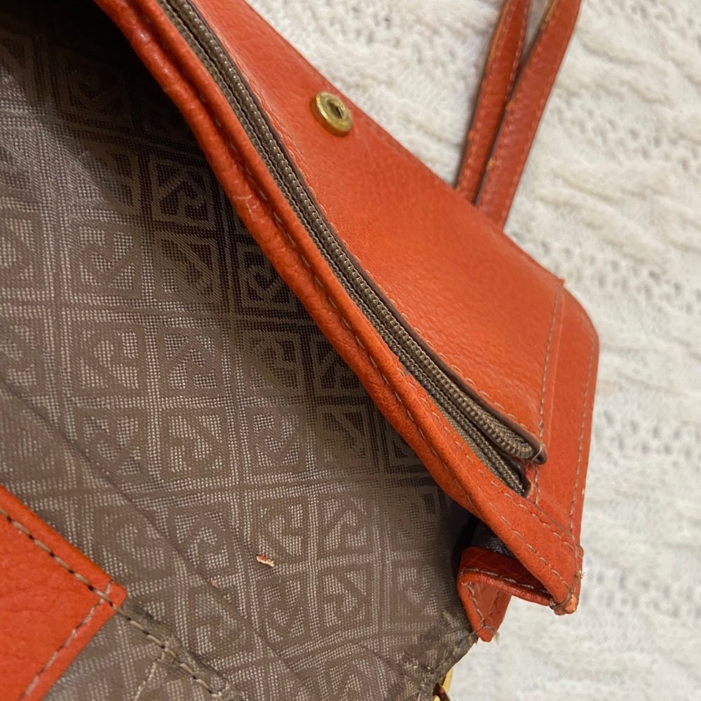 Vintage, Relic, Orange, Genuine Leather Compact Wallet-Wristlet