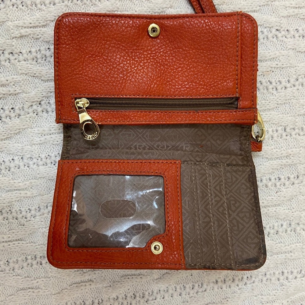 Vintage, Relic, Orange, Genuine Leather Compact Wallet-Wristlet