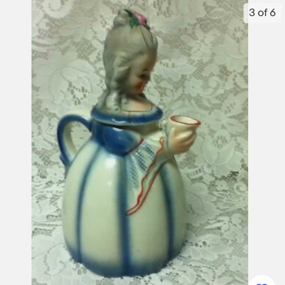 Vintage, Rare, Colendorf, Germany, Figural Lady Teapot